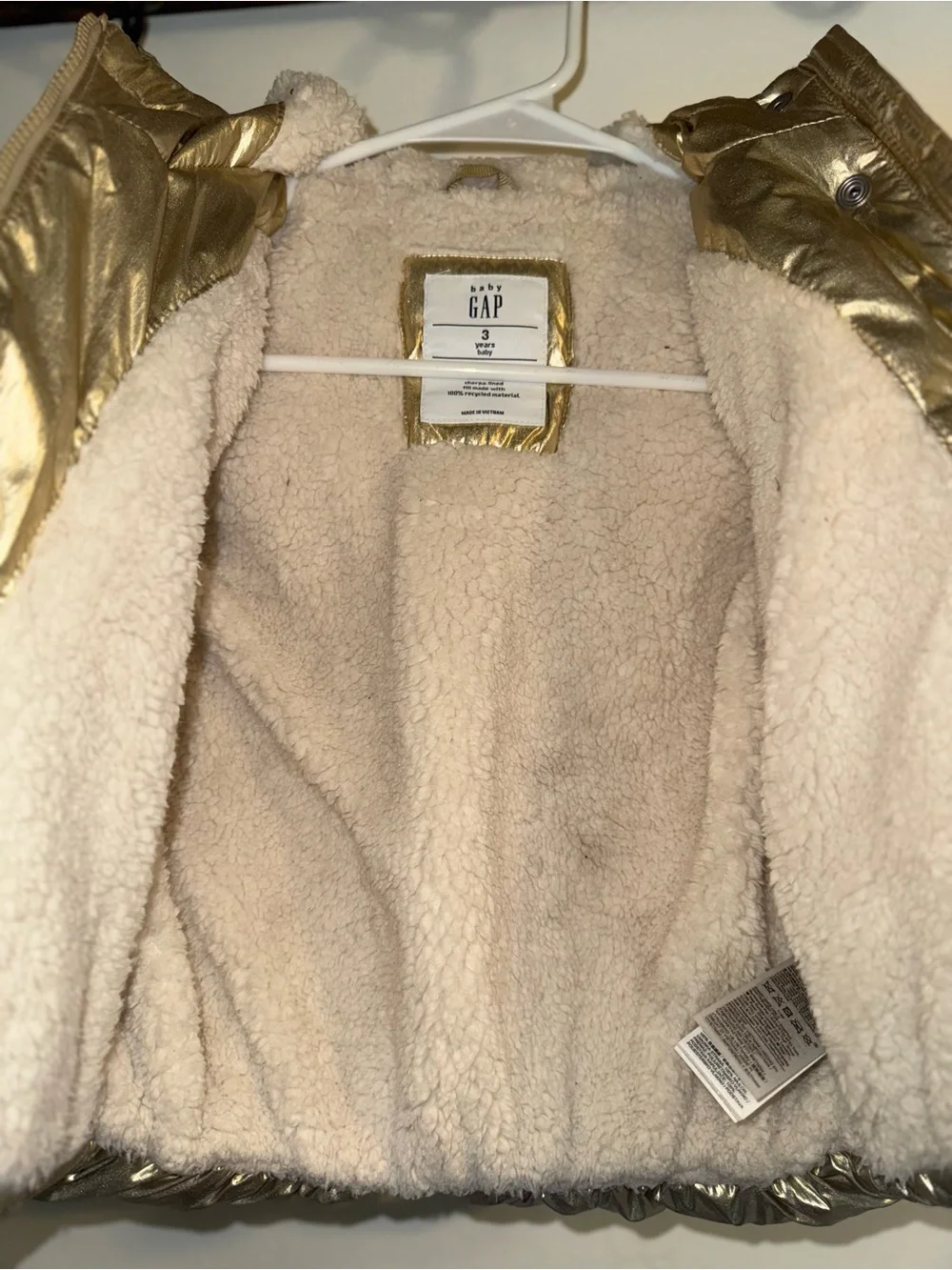 GAP Metallic Gold Puffer Jacket for Kids